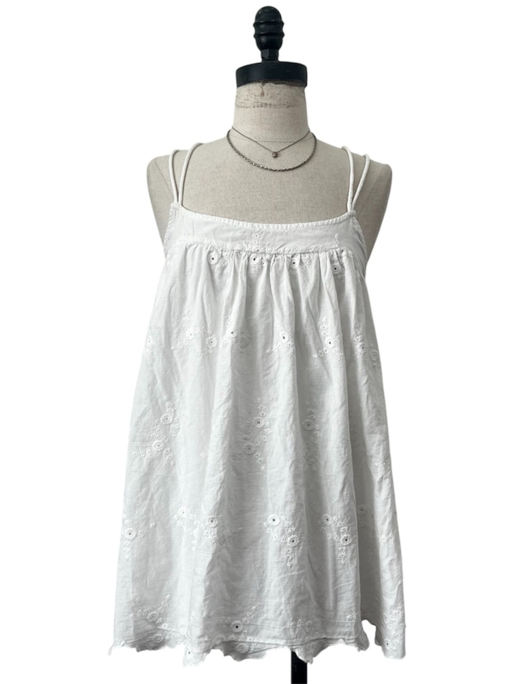 Zara white eyelet mini dress romper size medium
